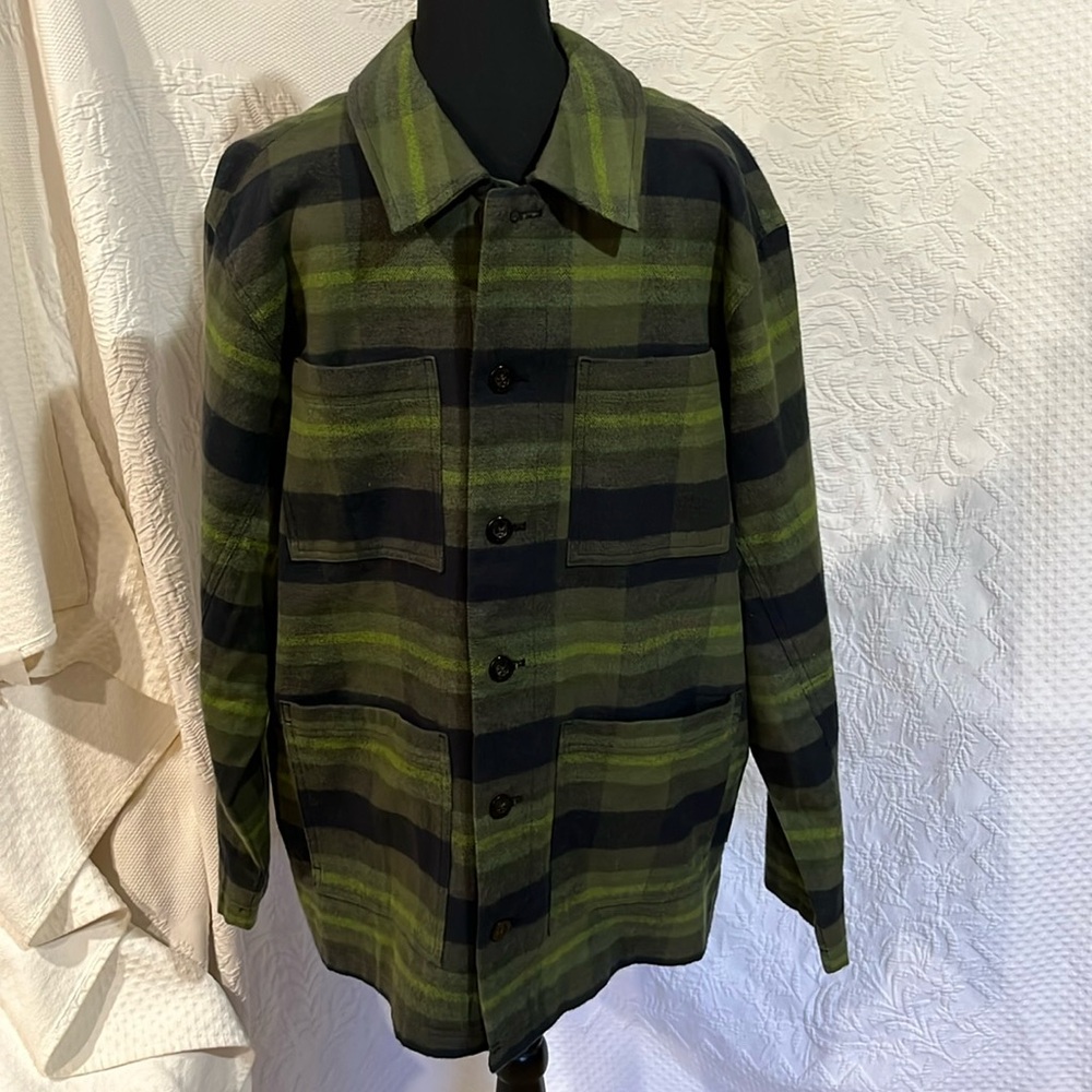 Houston White plaid green utility shacket‎ , size medium, NWT